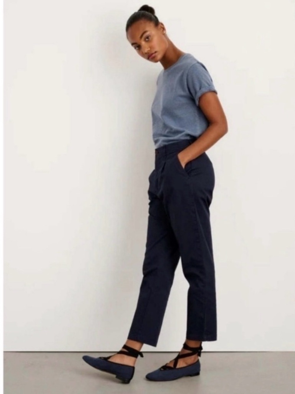 Alex Mill Women’s Boy Pleated Pant in Dark Navy Blue, Size 6 - Picture 2 of 13